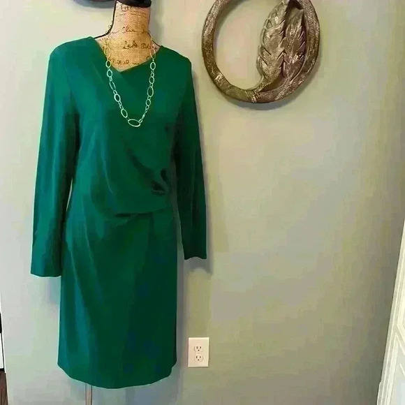 Escada green faux wrap dress size 42 (12) - Picture 1 of 4